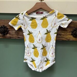 Milkbarn Baby‎ Yellow Pear Print Short Sleeve Bodysuit White 12-18 Months
